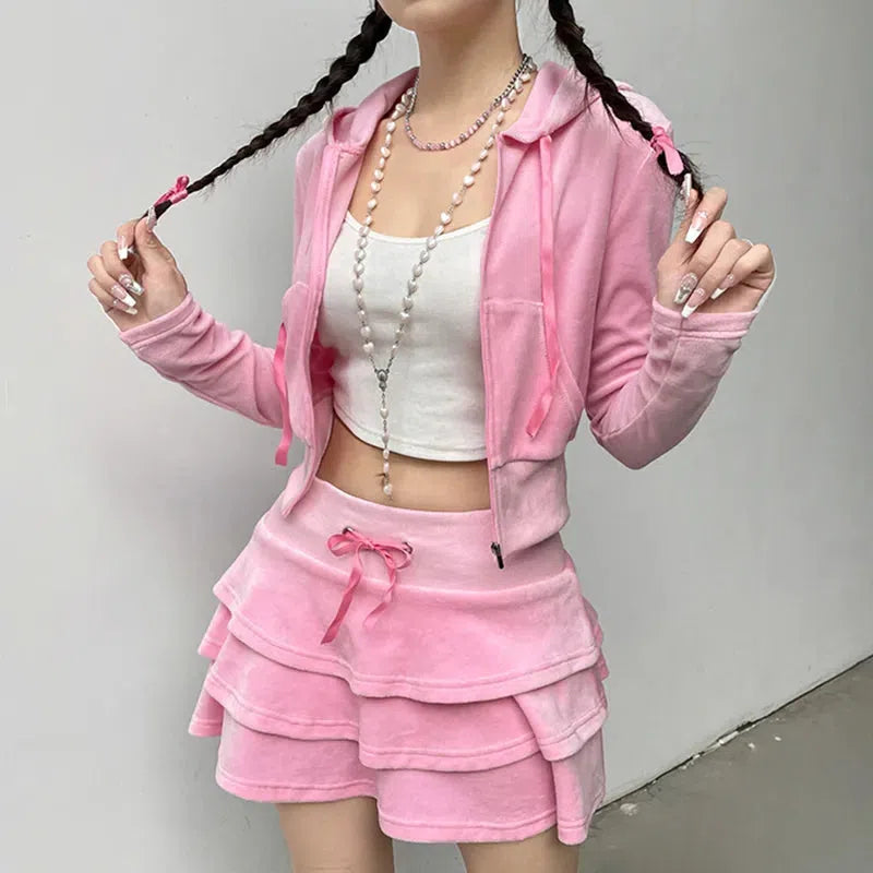 Litlookz Studio Pink Denim Jacket & Pants Two Piece Set