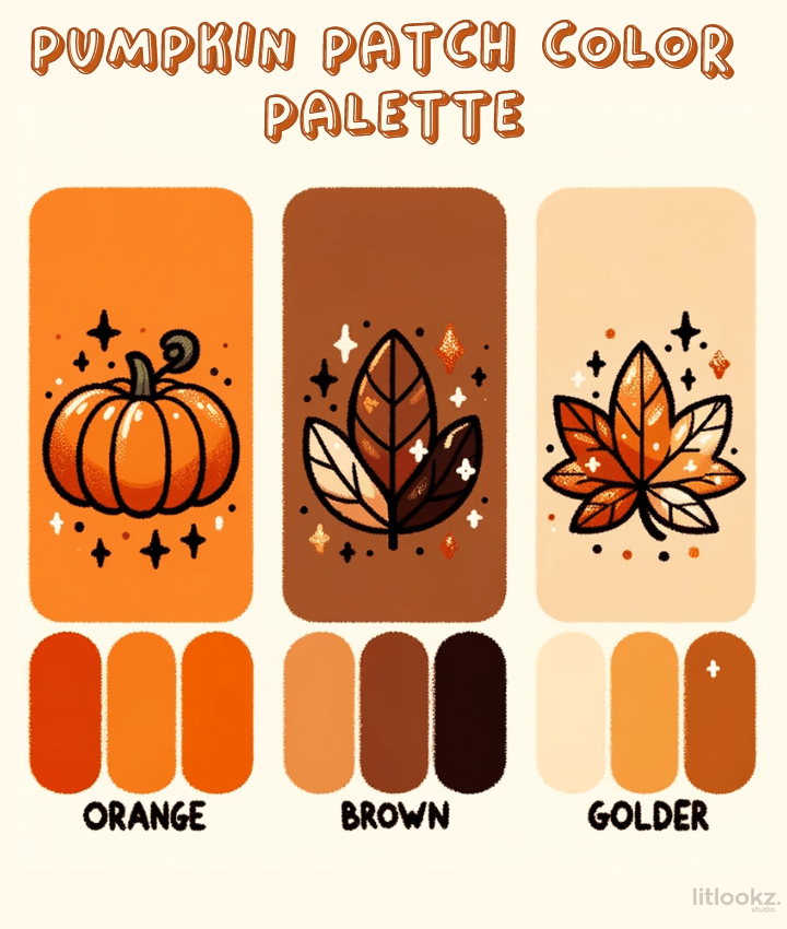 Pumpkin Patch color palette - orange, brown, golden