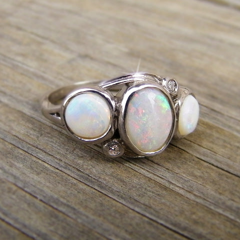Opal custom silver ring