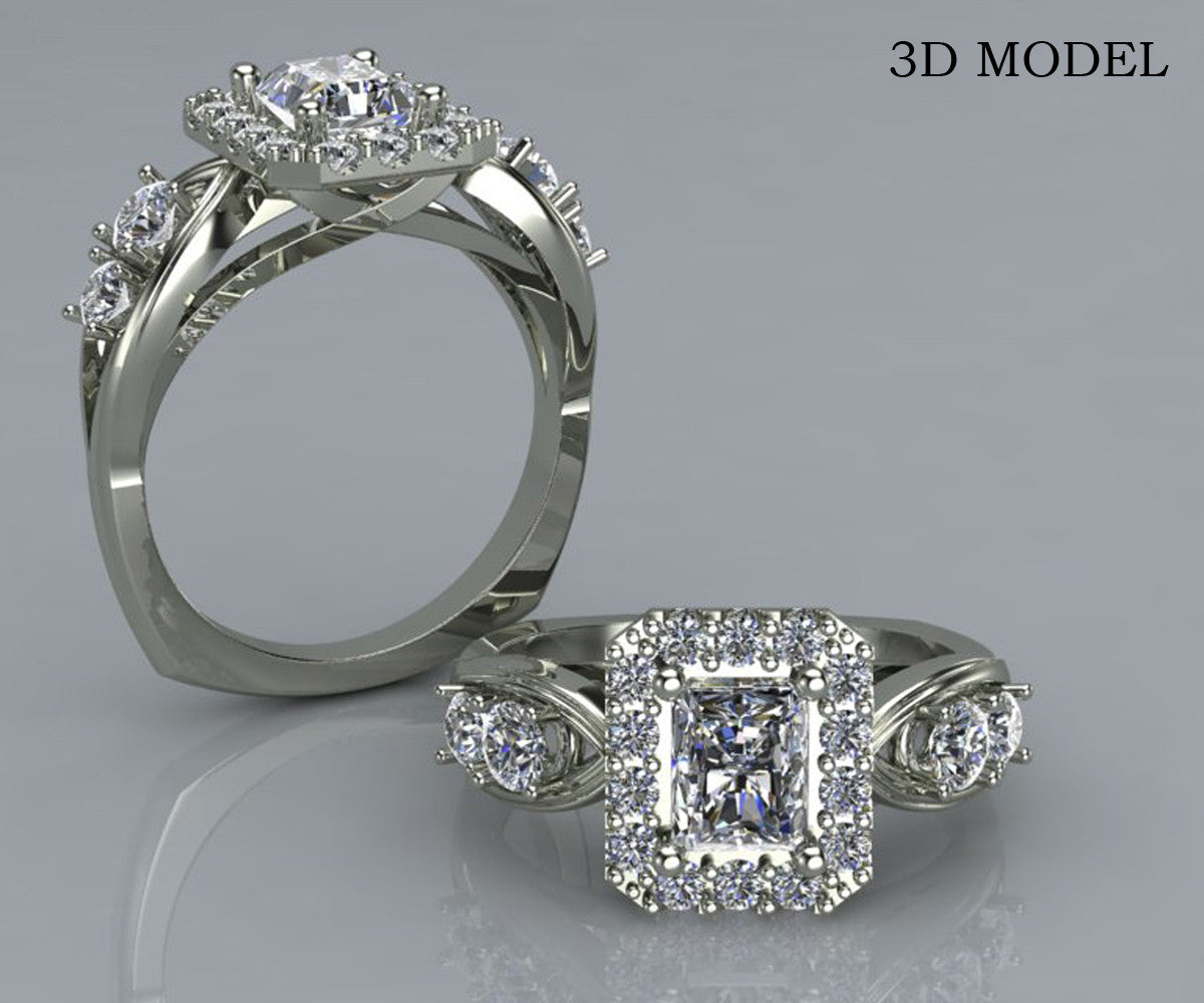 Radiant Diamond Halo Wedding Ring Ambrosia