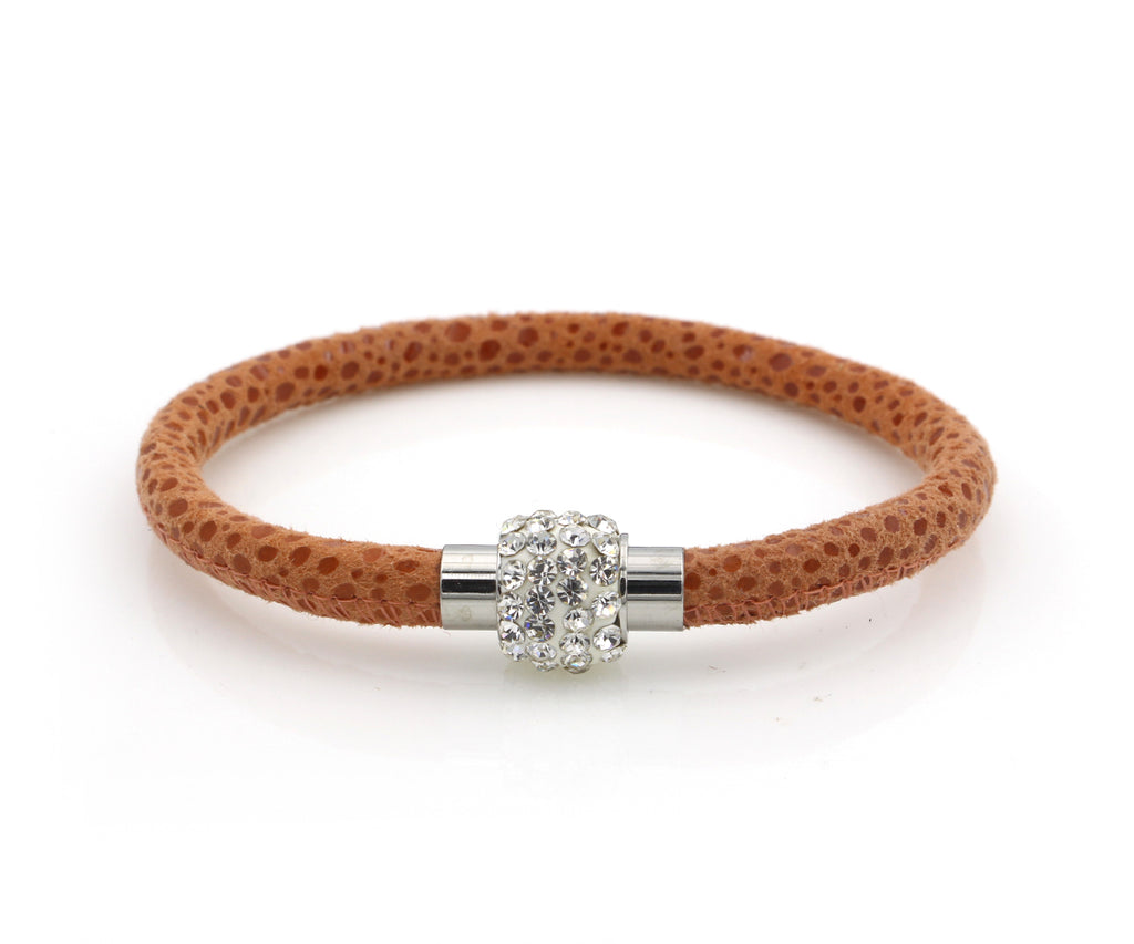 Single Champagne White Leather Bracelet