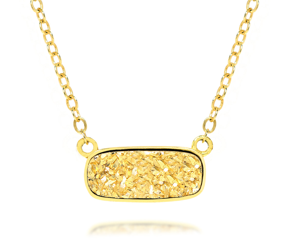 Medium Rectangle 18K Gold Druzy Necklace – Ambrosia