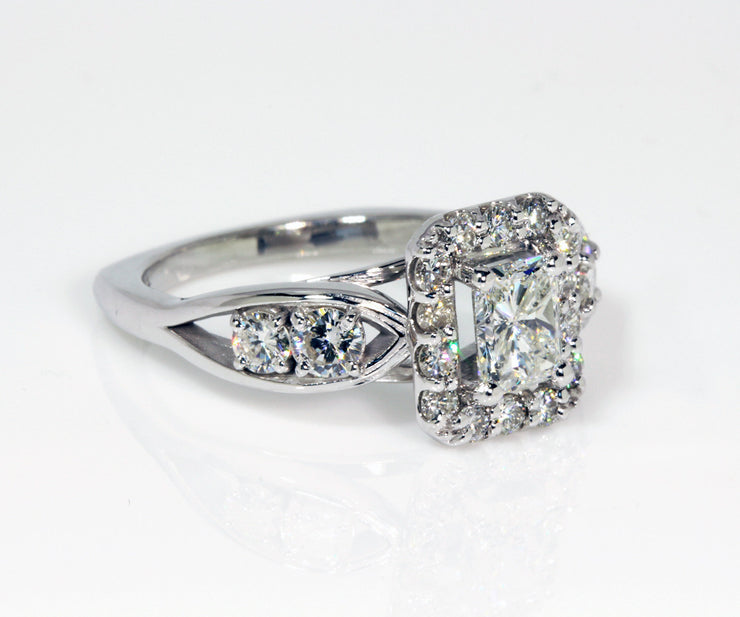 radiant cut diamond ring with halo