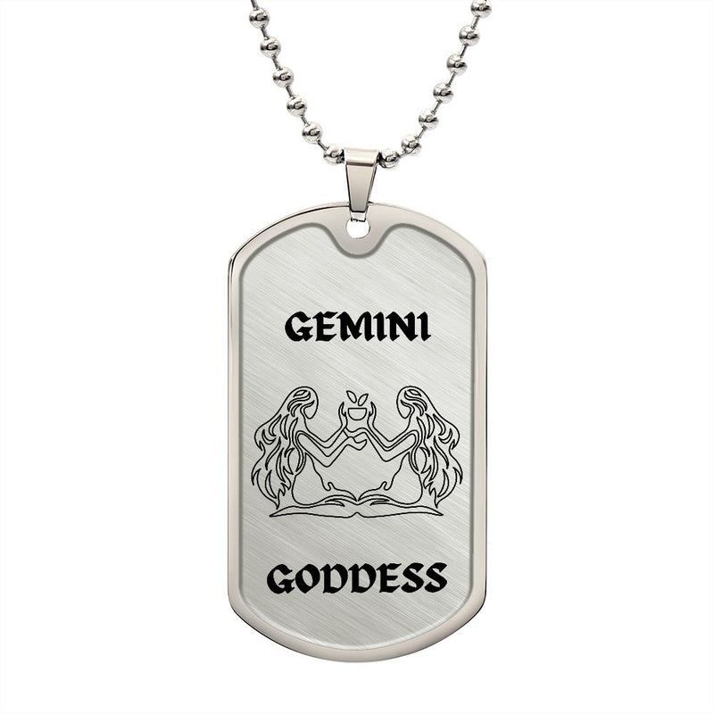Sparkle with the Gemini ♊ Goddess Dog Tag Necklace Chain: Embrace Your Dual Nature!