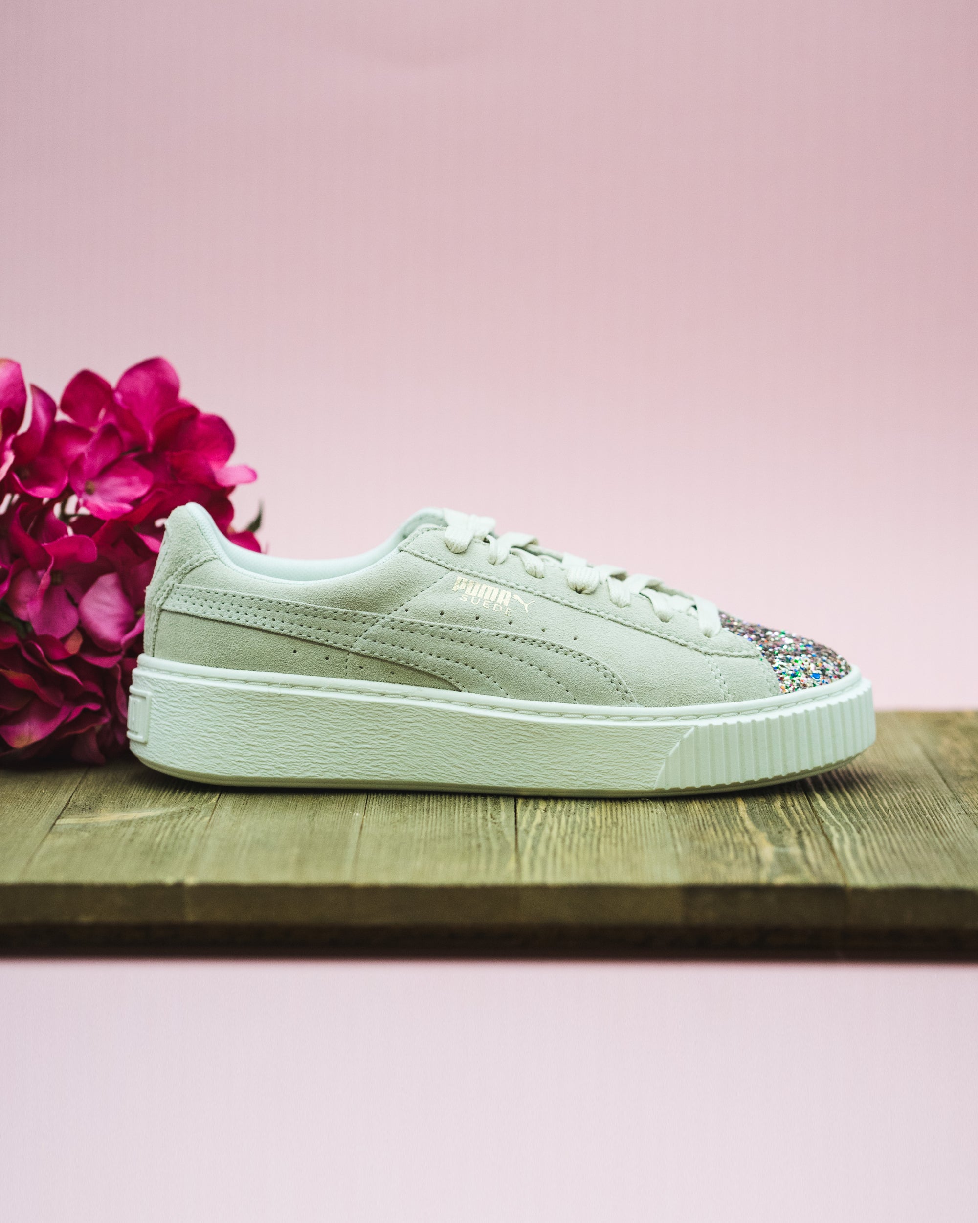 puma suede platform crushed gem