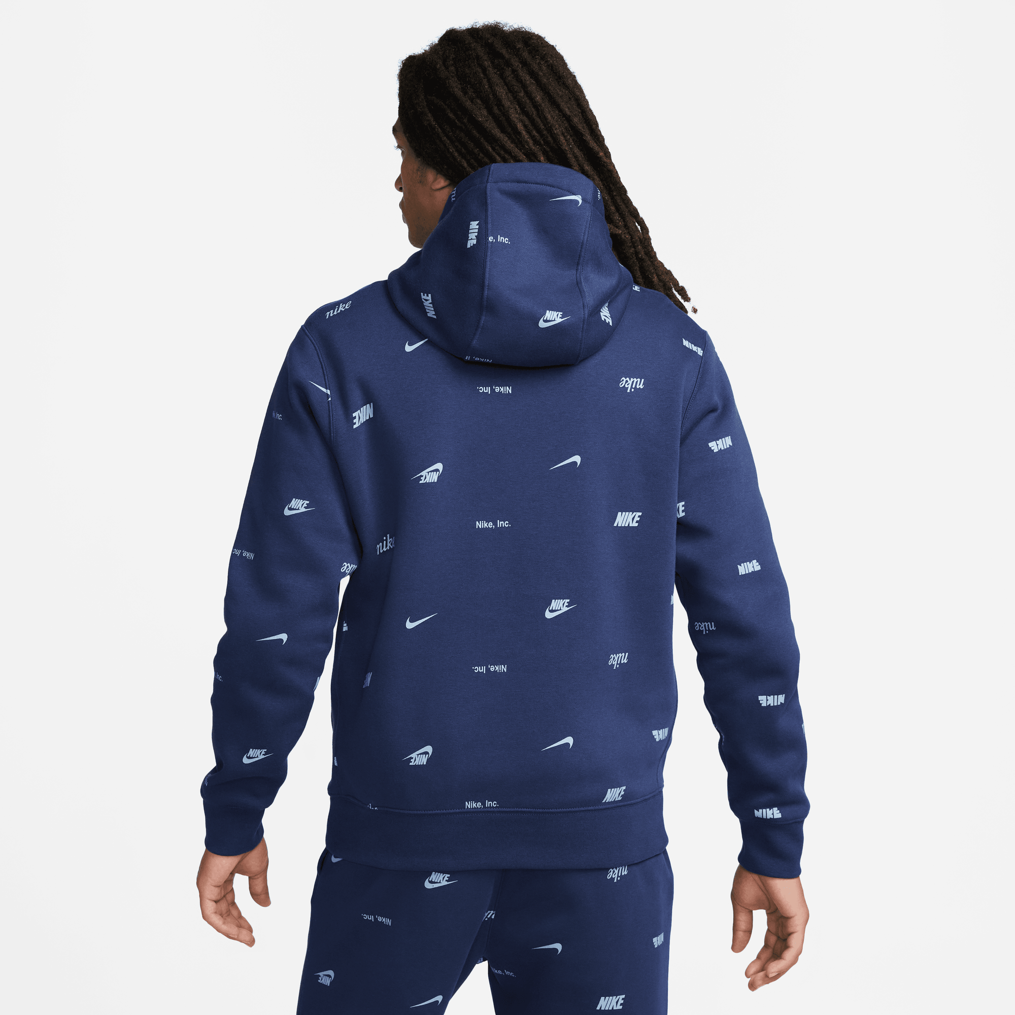 Nike - Men - Club+ Fleece Pullover Hoodie - Navy/White/Vivid Sulfur - Nohble