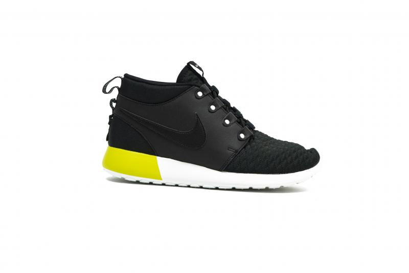 - Men Roshe Run Mid Sneakerboot - Black/Grey/Yellow - Nohble