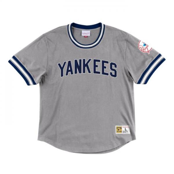 Men’s Mitchell & Ness New York Yankees Sideline Pullover Navy Satin V-Neck  Jacket