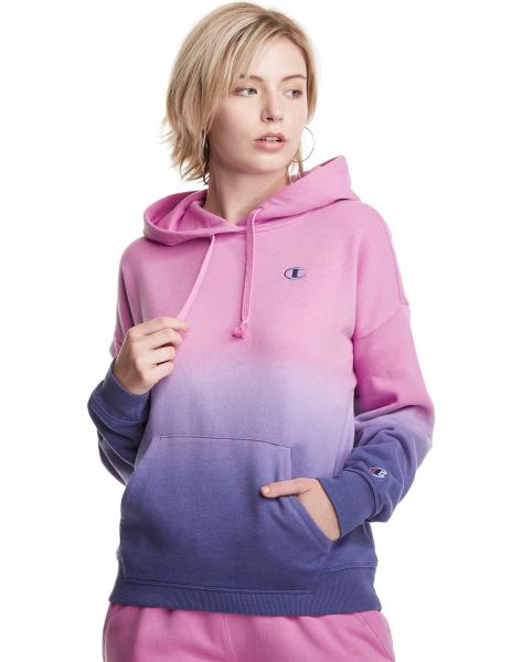 CHAMPION - Women - Relaxed Fleece Dye Hoodie - Dip Dye Purple/Blue - Nohble