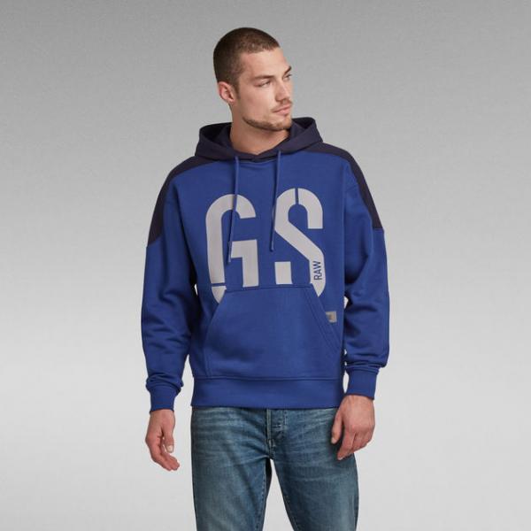 sla Voorganger Rendezvous G-STAR INC - Men - 89 Logo Block Pullover Hoodie - Lightning Blue - Nohble