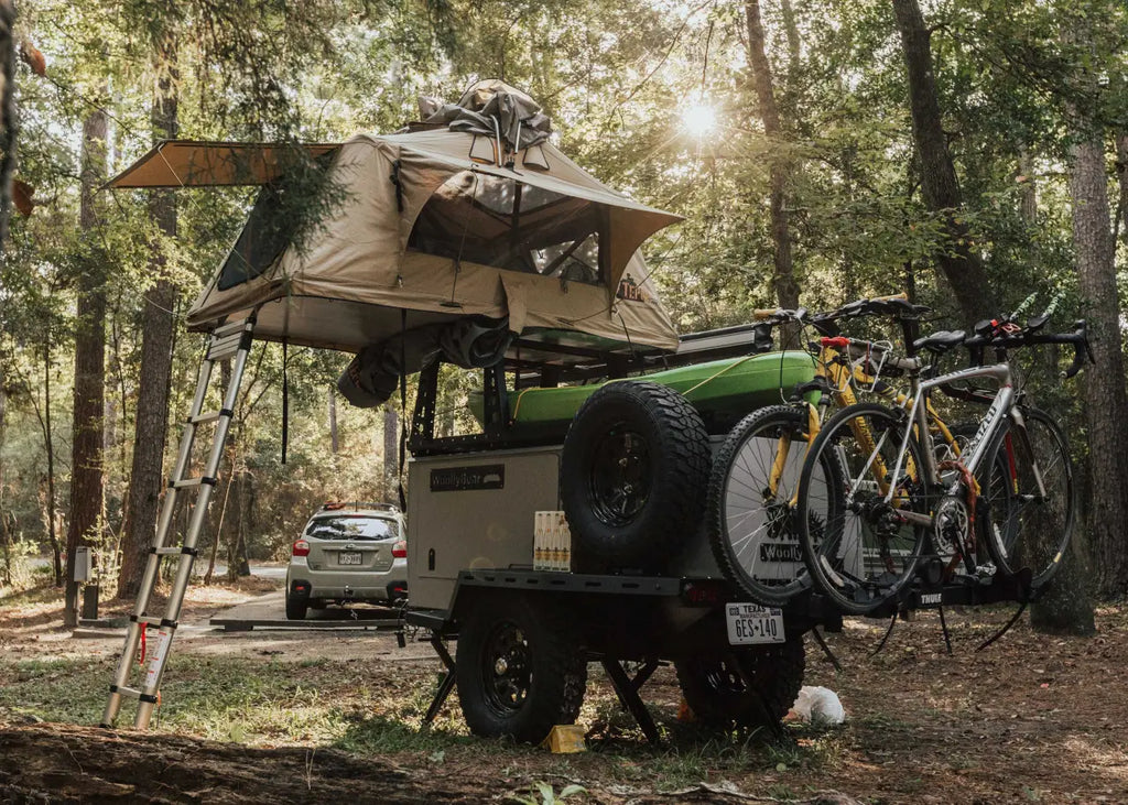 Woolly Bear from TAXA Outdoors with Rooftop tent and bikes