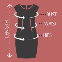 How to measure your size for Lussoire dresses from bust, waist, hips and length.