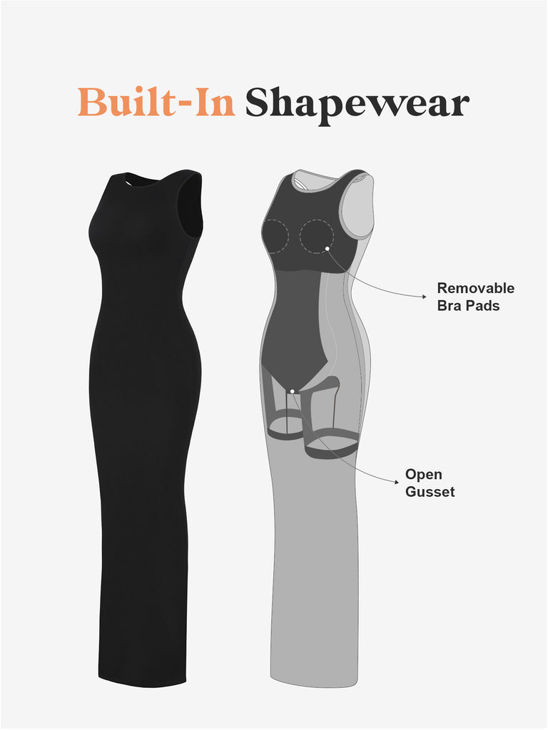 Built-In Shapewear Slip Maxi Lounge Dress