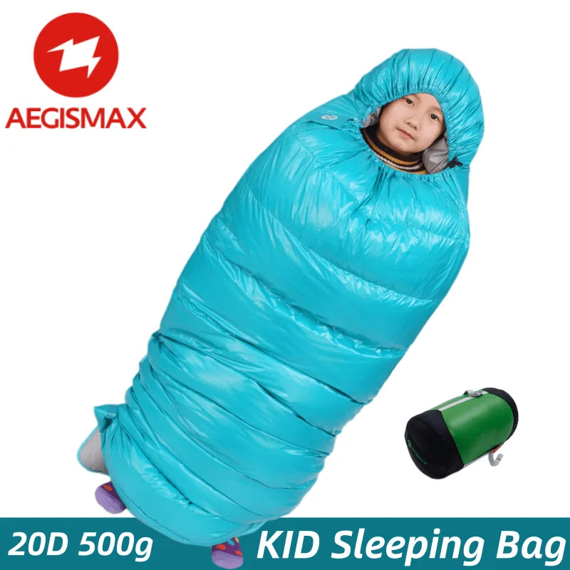 Kids' Goose Down Sleeping Bag – 95% Filled, Ultra-Warm & Thickened for Camping, Hiking & Outdoor Adventures