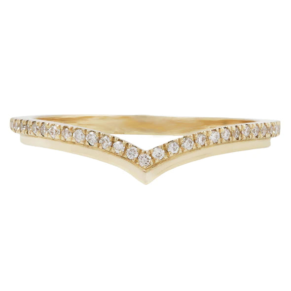 14k Stepped Nesting Band- White Diamonds