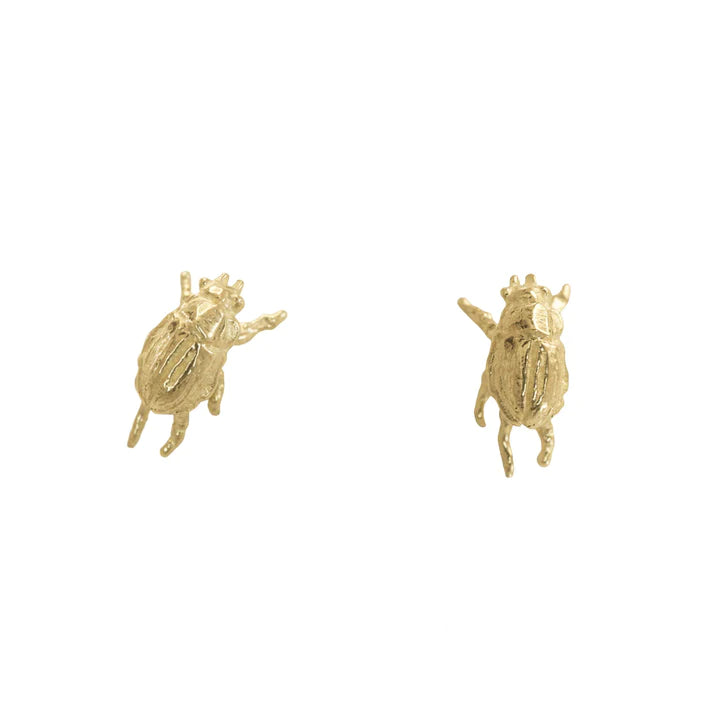 14k Micro Beetle Stud Earrings