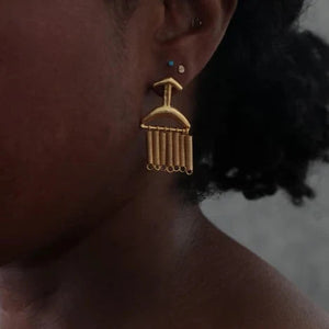 Spiral of Keys Wire Dangle Earrings - Cochineal