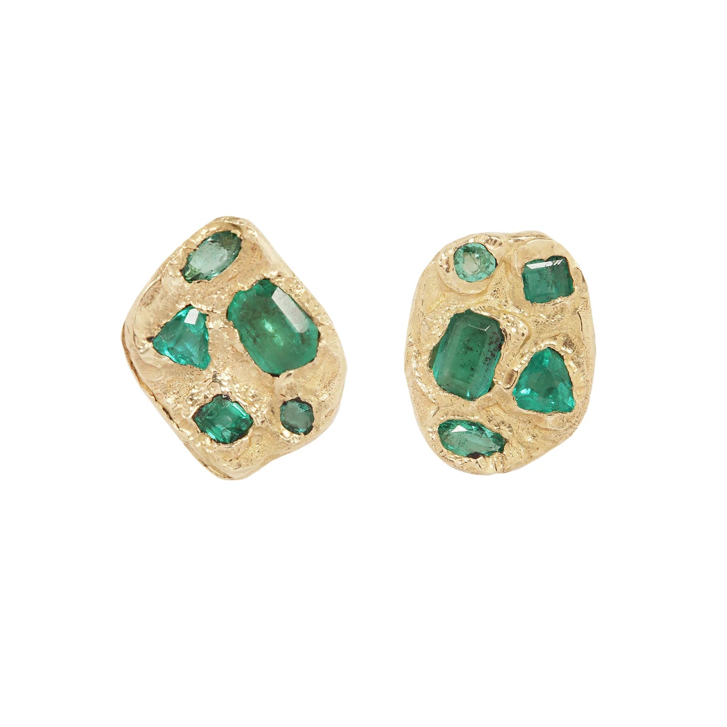 14k Symplegma Emerald Stud Earrings