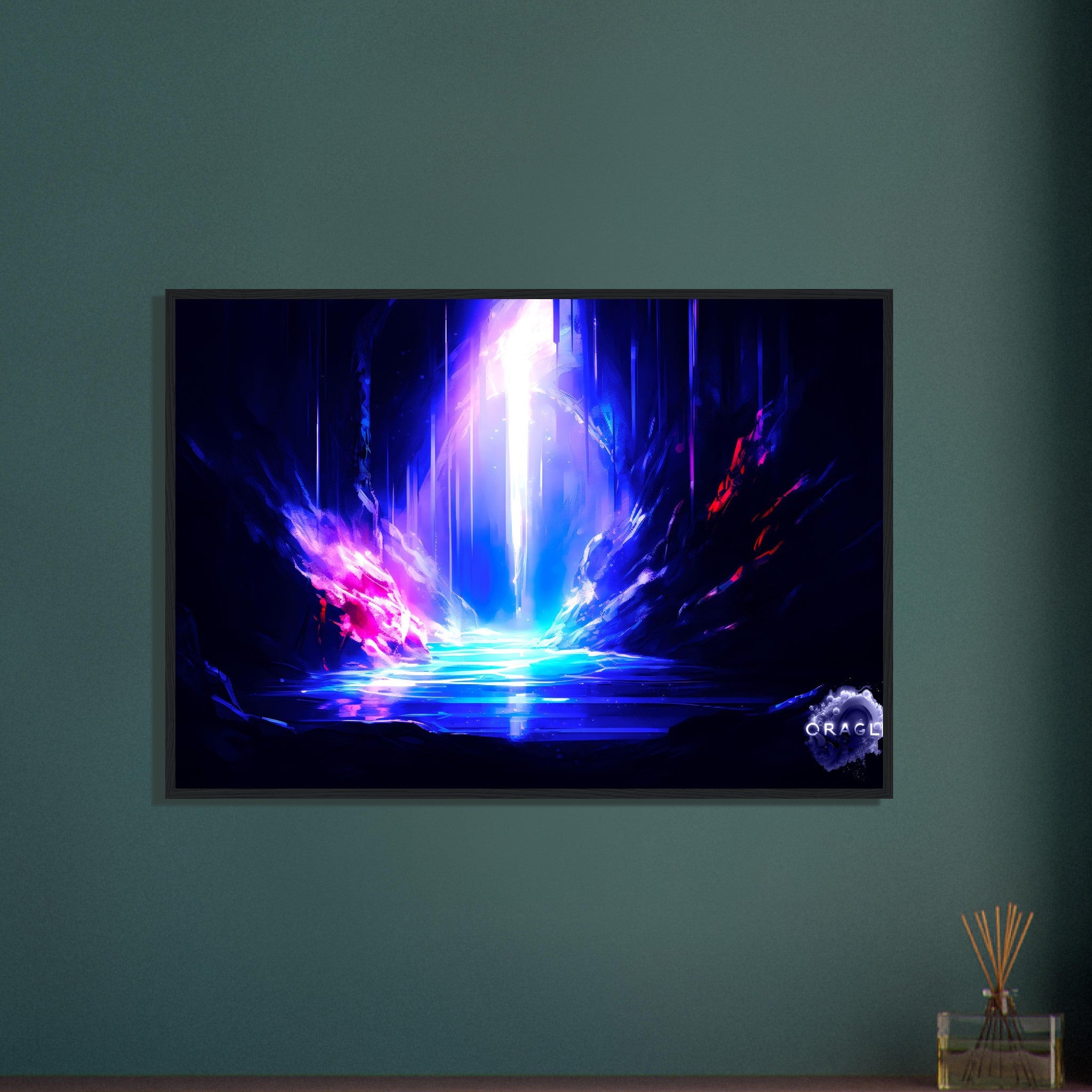 Luminary Sanctuary: A Cave Illuminated - Premium Matte Paper Wooden Framed Poster