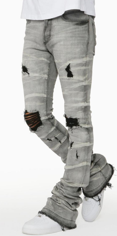 Rockstar Sniper Dark Grey Super Stacked Flare Jean – DR STYLZ