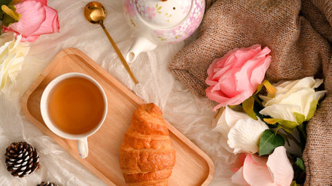 Lady Grey Tea On A Tray With A Croissant