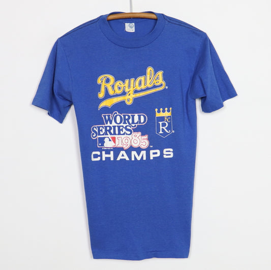 KC Royals 1985 World Series Champs T-Shirt from Homage. | Royal Blue | Vintage Apparel from Homage.
