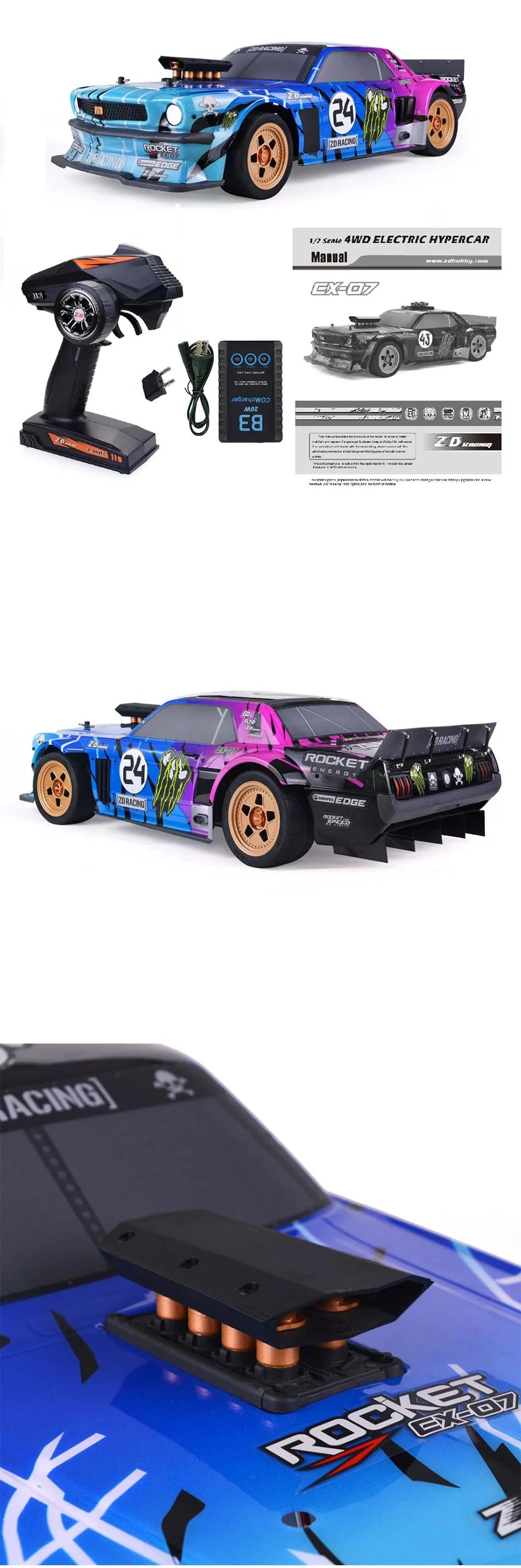 ZD Racing 1/7 EX07 EX-07 4WD RC Car