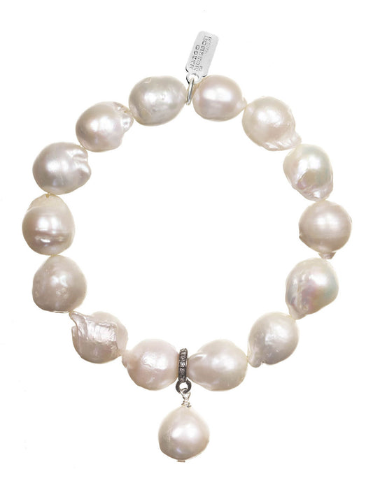 Margo Morrison White Baroque Pearl Ball Chain Necklace in Silver & Gol –  Larrimor's
