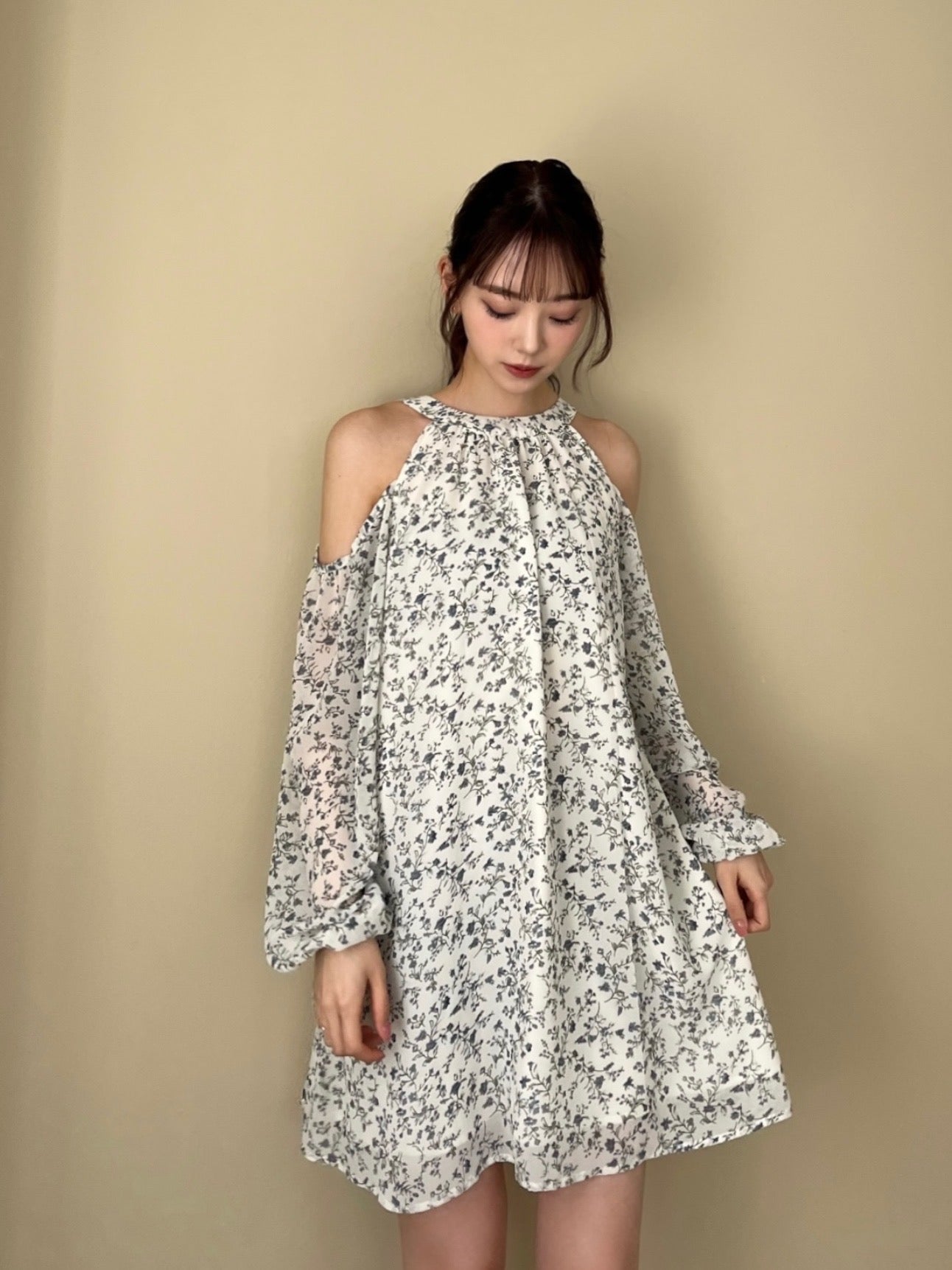 パステルオリーブ ミミシャトン flare off shoulder onepiece - 通販