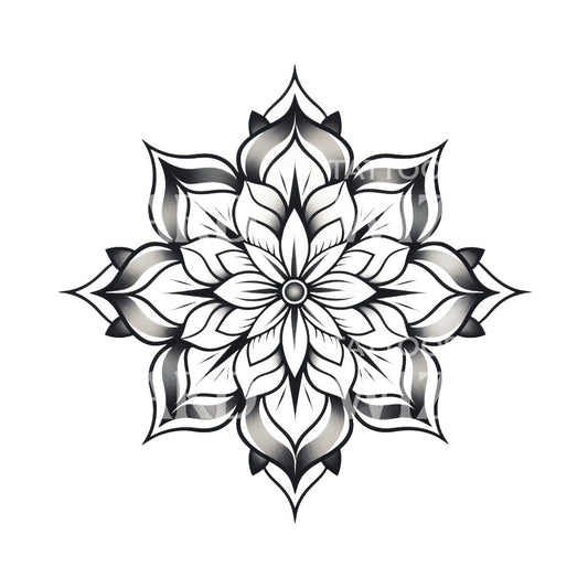 Rose Mandala Blackwork Tattoo Design