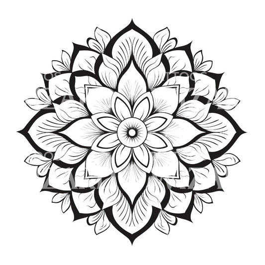 Rose Mandala Blackwork Tattoo Design – Tattoos Wizard Designs