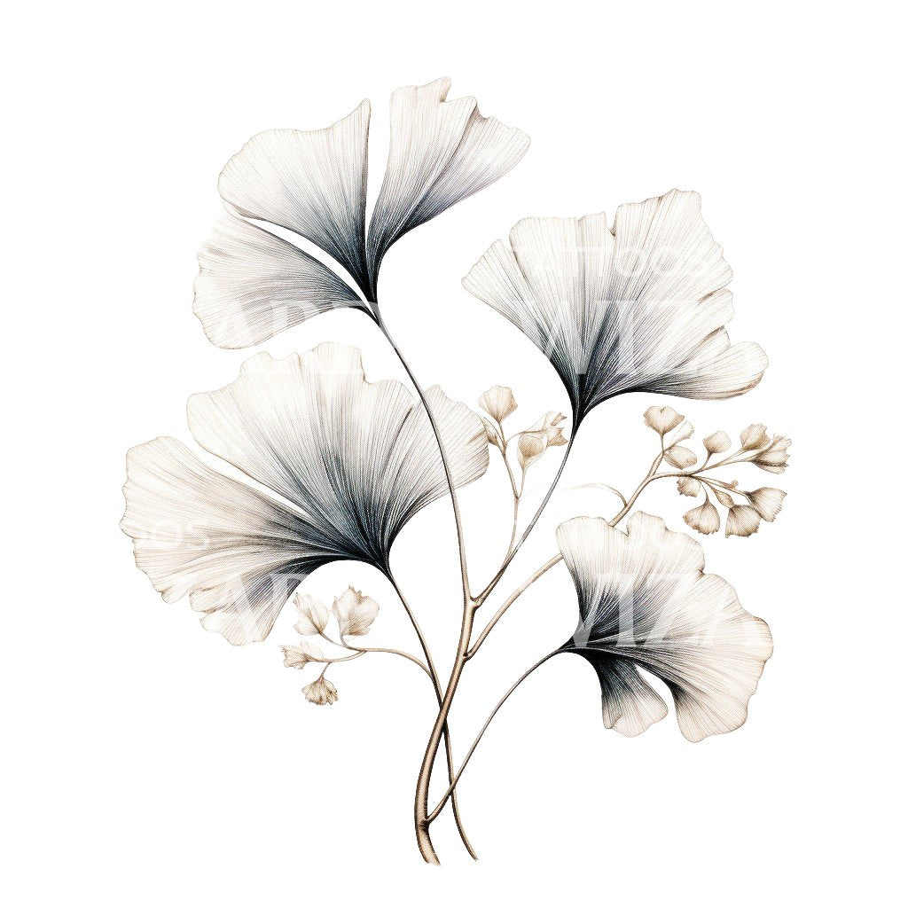 Hand drawn ginkgo biloba branch illustration on white background Stock  Vector | Adobe Stock