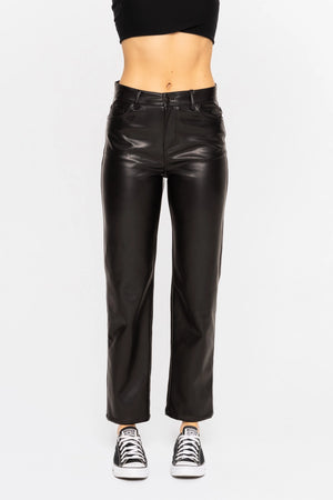 Vegan Leather Straight Leg Pants - Sunni Daze Boutique