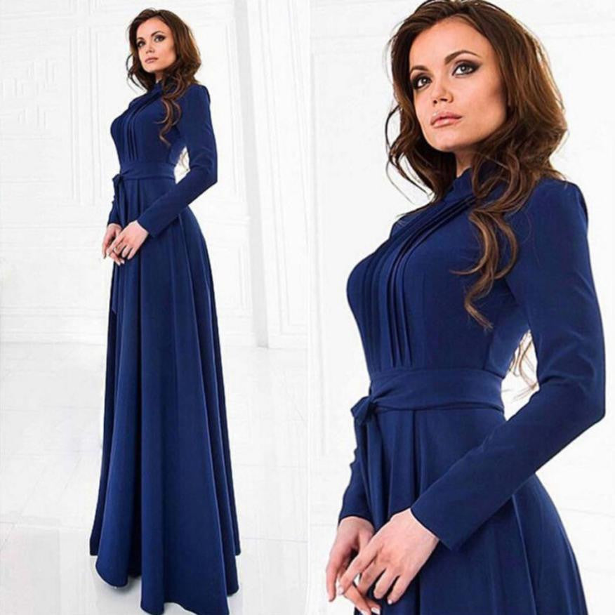 midnight blue long sleeve dress