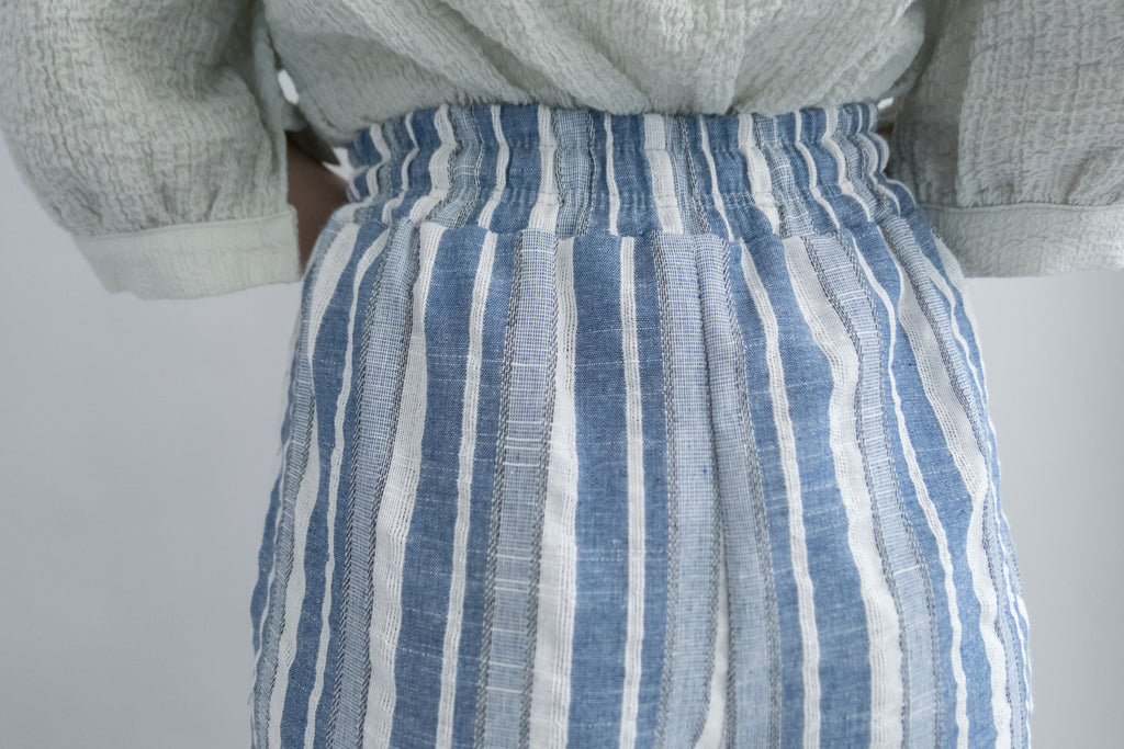 Stripe 藍白色闊腳直條褲, Pants/ PT8264