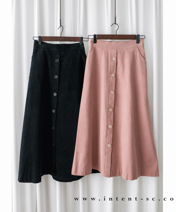 Lady Button 日常優雅中排鈕口袋微傘裙, Skirt/ SK8676