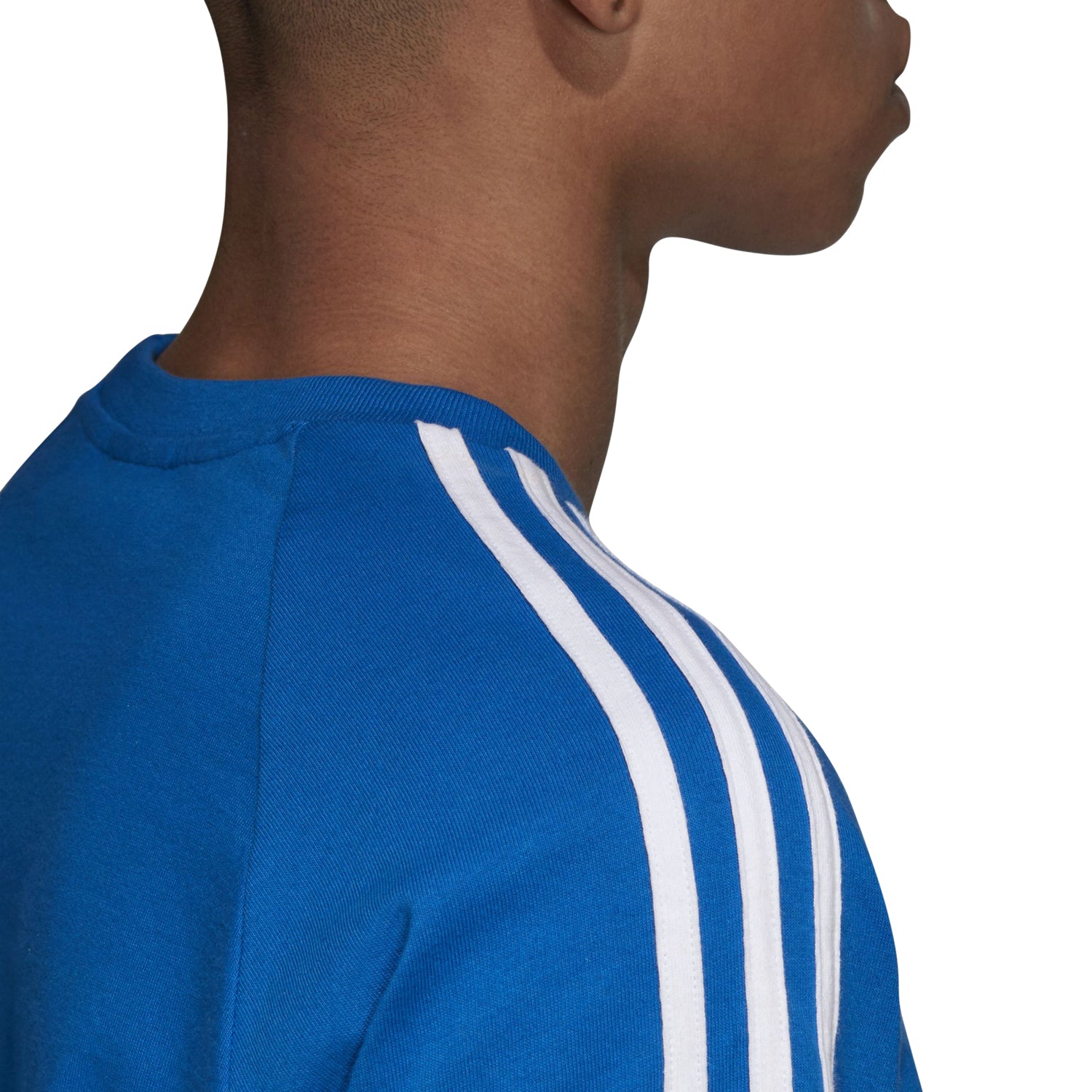 adidas originals blue 3 stripe jumper