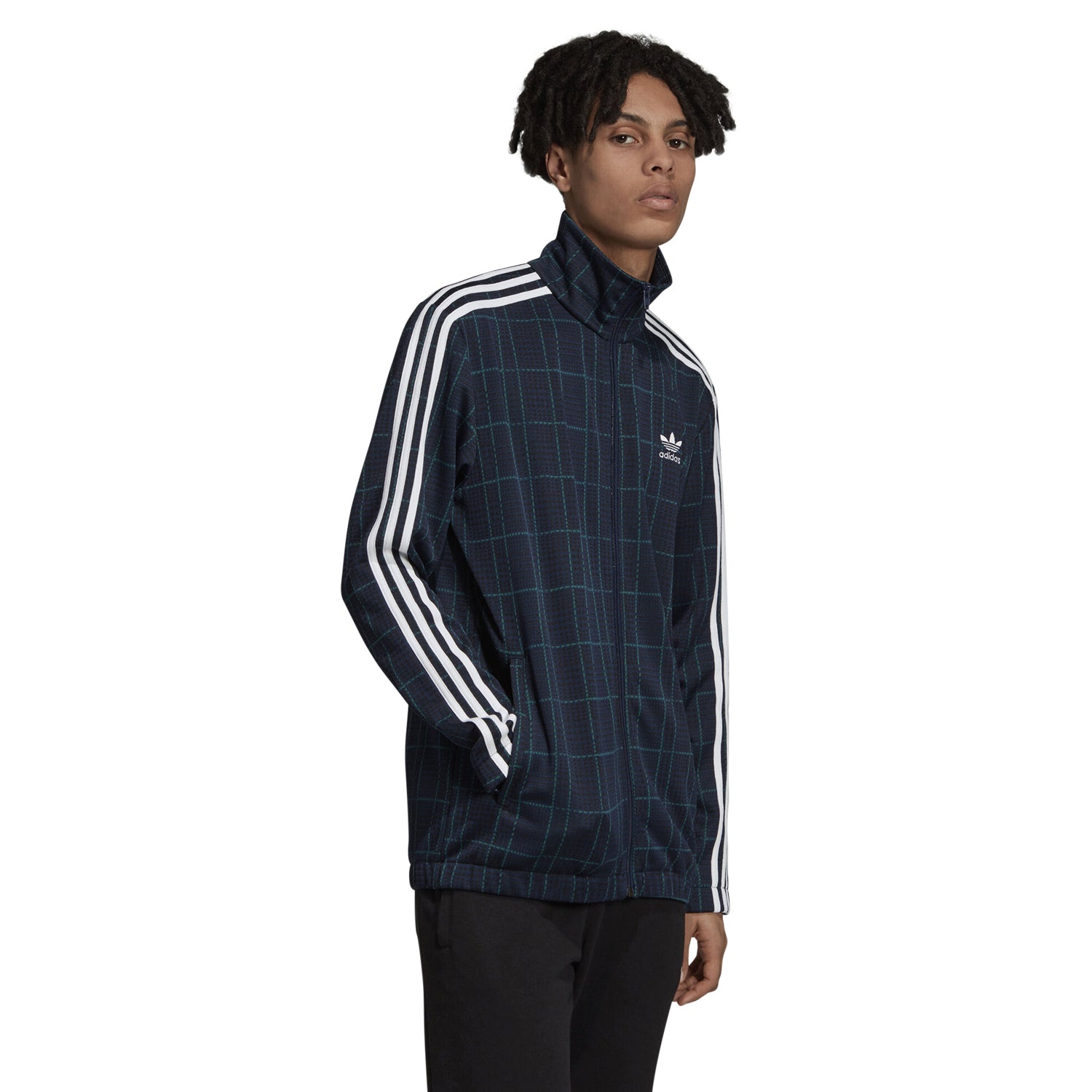 adidas men's originals plaid track jacket