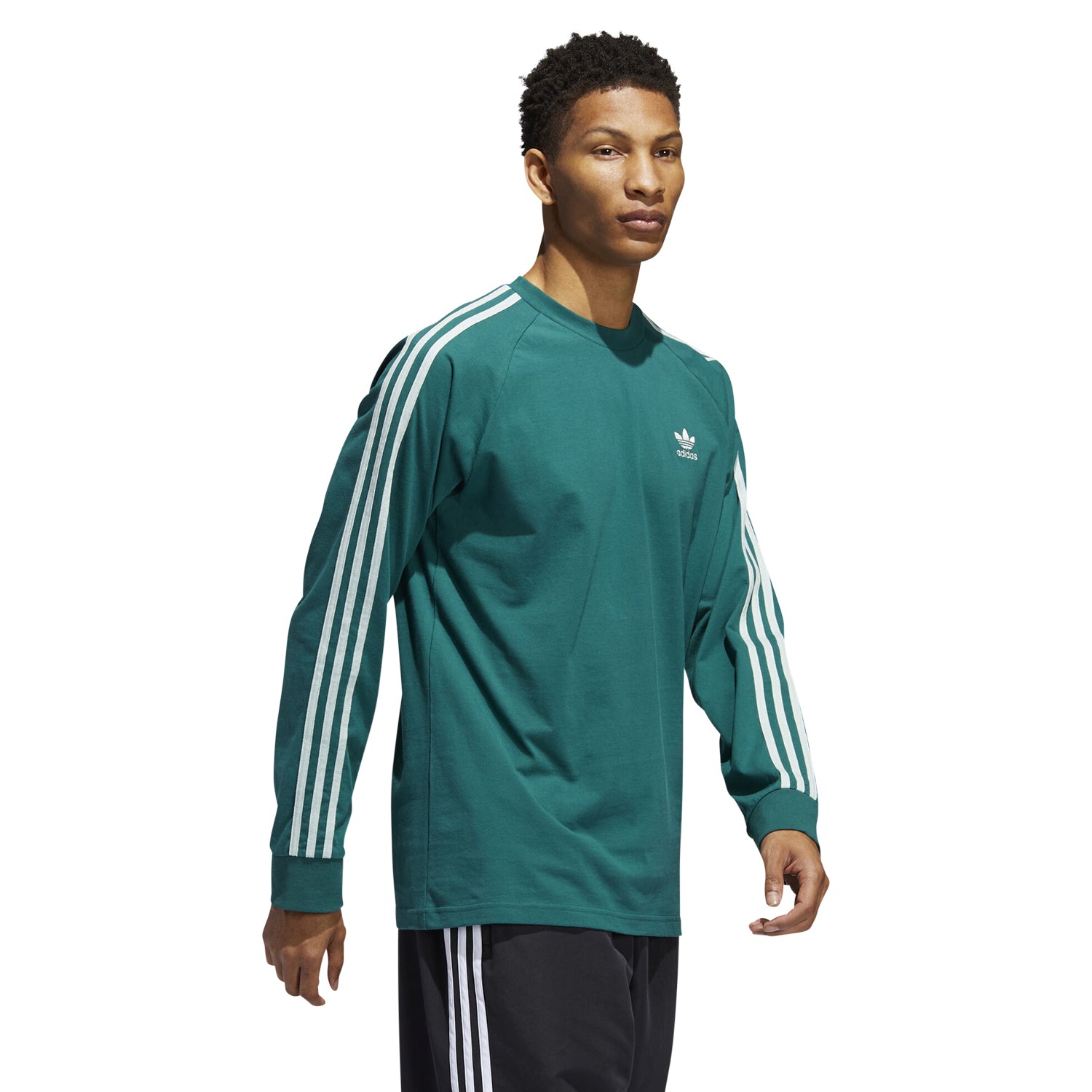 adidas shirt with stripes on sleeve