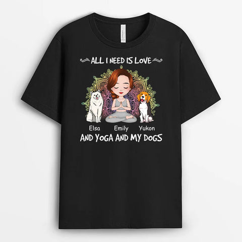 A Yoga Girl With Dogs T-shirt as 16th Birthday Ideas for Daughter