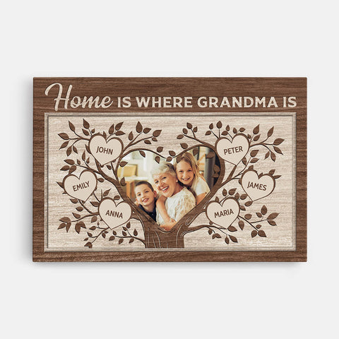 Personalized Home Is Where Grandma Is Mother's Day Canvas Prints