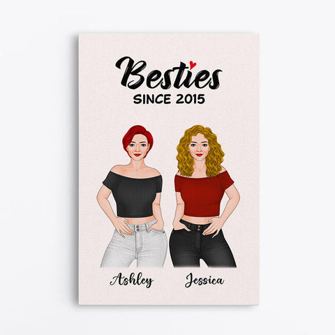Personalized Besties Since Canvas Gift to Happy Birthday Sister 30th