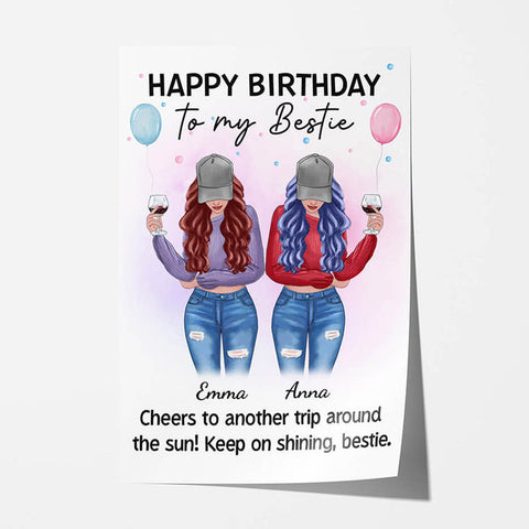 Personalized Happy Birthday To My Bestie Poster with 30th Birthday Messages For Sister