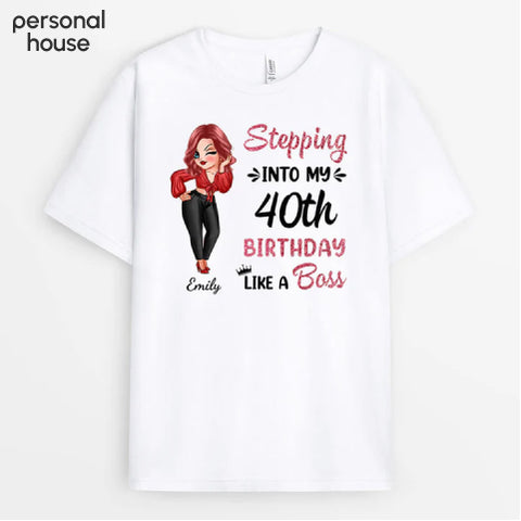 Personalized Stepping into my Birthday like a Boss T-Shirt