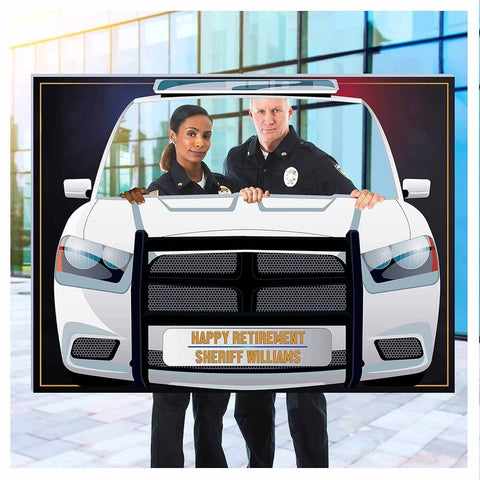 Cop Car Photo Booth - Decor for Retirement Party