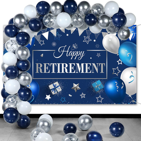 Navy Blue and Silver Retirement Party Decorating Ideas