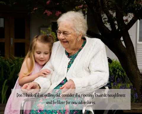 What Do You Say for A 90th Birthday - Grandma and Kid in The Garden