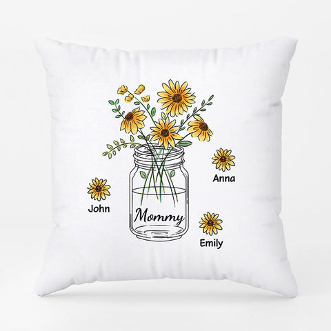mothers day gift for boyfriends mom - Personalized Pillow for mom with Flowers