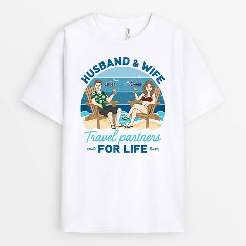 Family Reunion Shirts Ideas - Personalized Husband & Wife Travel Partners For Life T-Shirts