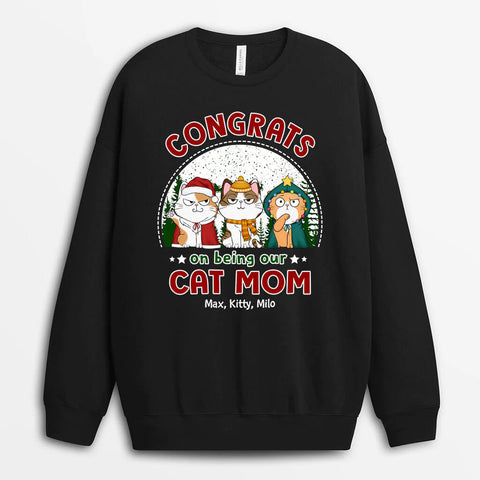 Personalized Congrats On Being Our Cat Mom Sweatshirt
